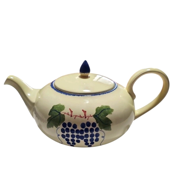 Studio Poole Teapot Hand Painted Grapes Design England Since 1873 Dishwashe Safe - Picture 1 of 8